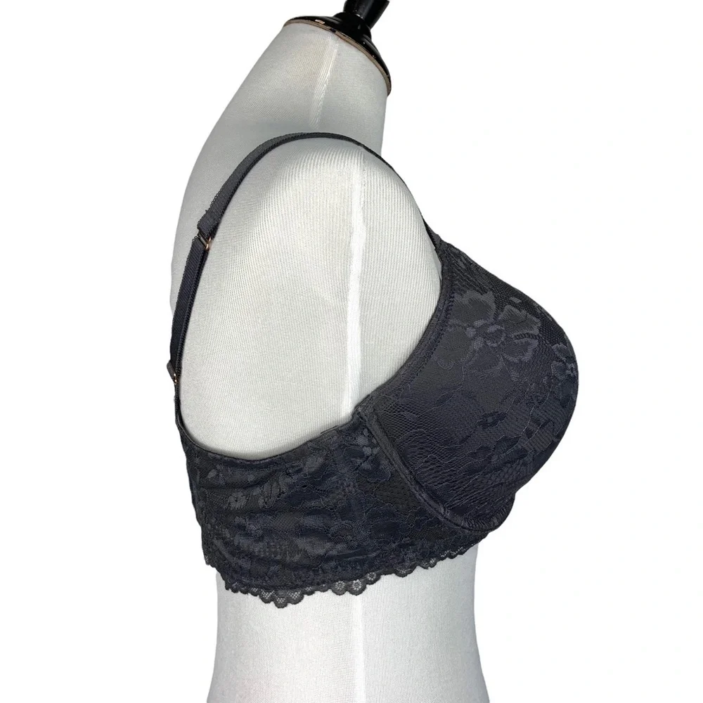 Savage X Fenty Womens Lace Padded Underwire Bra Size 38DDD Slate Gray
